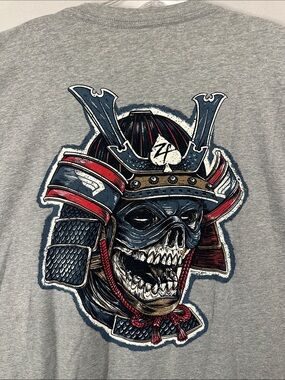 Zero Foxtrot Gray Samurai Skull Graphic Short-Sleeve Tee